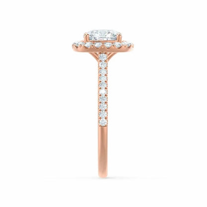 Cushion cut Natural Diamond Rose Gold Halo Ring - cushionblue