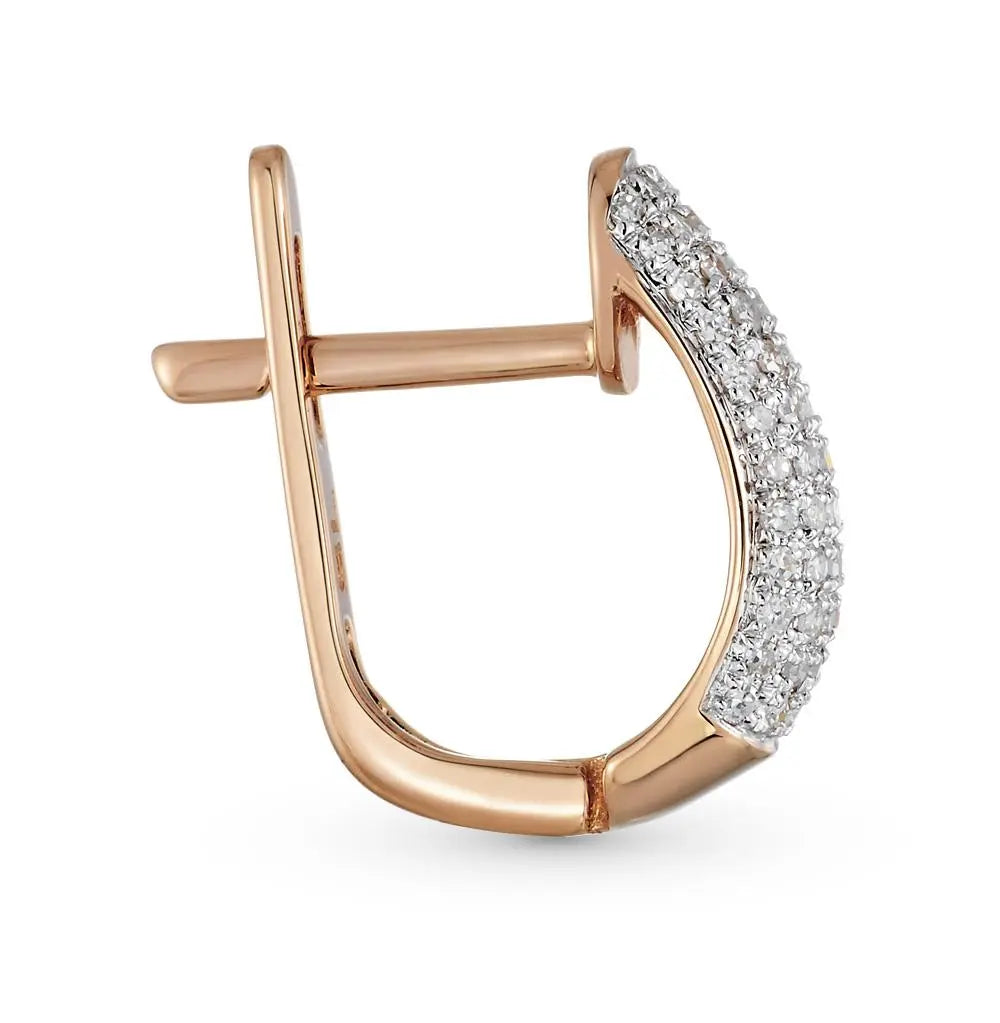 Rose Gold Latch back earrings with diamonds(0.09 ct, 0.72 ct) - cushionblue