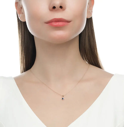 Rose Gold Princess pendant necklace with sapphires and diamonds - cushionblue