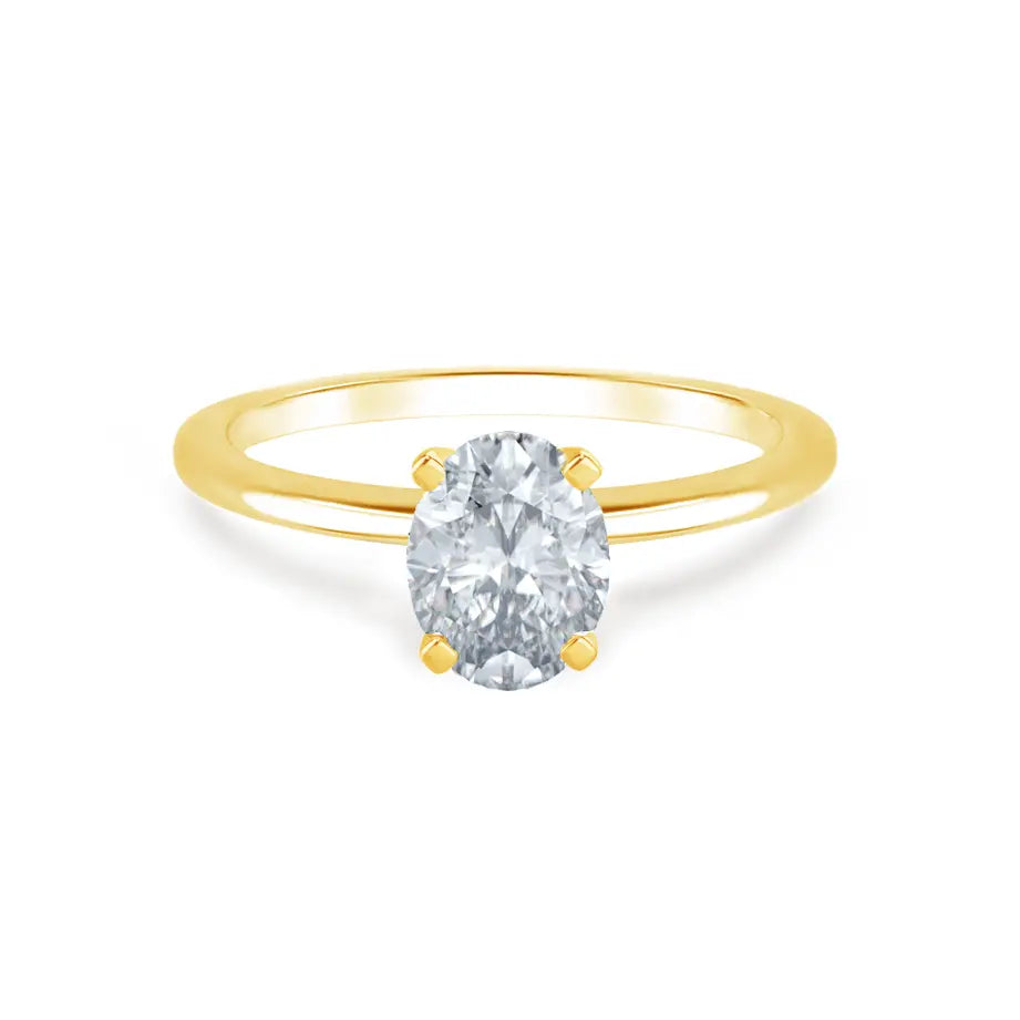 Oval Cut Yellow Gold Diamond Solitaire Ring - cushionblue