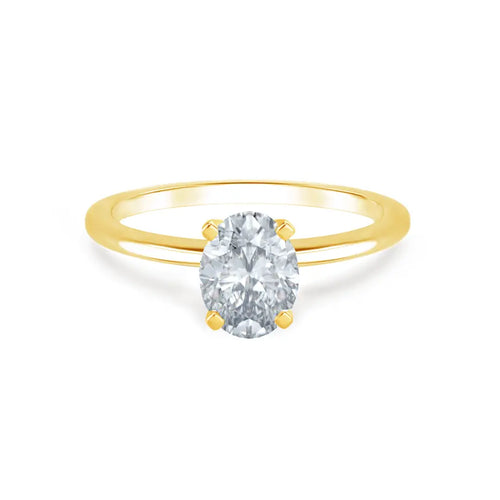 Oval Cut Yellow Gold Diamond Solitaire Ring - cushionblue
