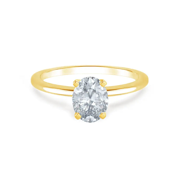 Oval Cut Yellow Gold Diamond Solitaire Ring - cushionblue