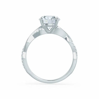 Round Brilliant Cut White Gold Twist Bridal Set Ring - cushionblue