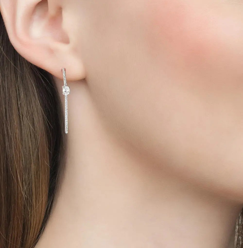 Rose Gold Ear cuffs earrings with diamonds(0.29 ct, 0.19 ct) - cushionblue