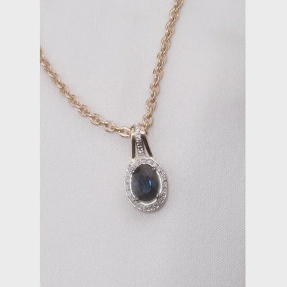 Rose Gold pendant necklace with sapphires and diamonds