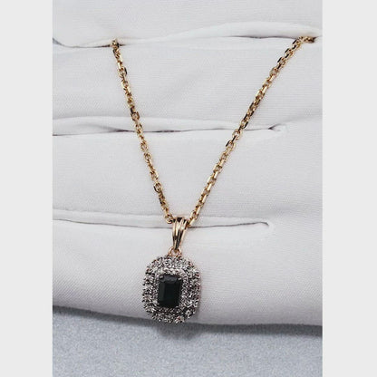Diamonds and sapphires with Rose Gold pendant necklace
