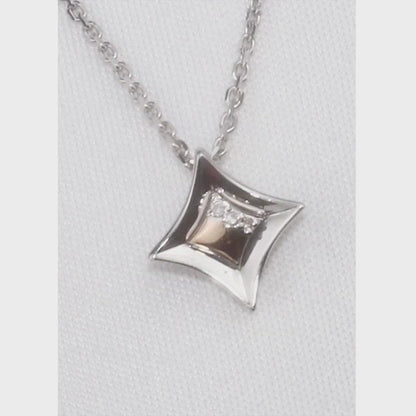 White Gold Silver pendant with an insert: gold and diamonds