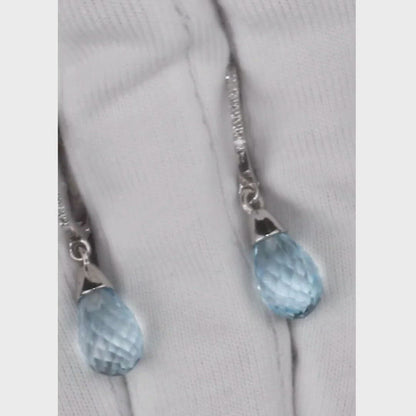 White Gold Latch back earrings with Topaz and diamond