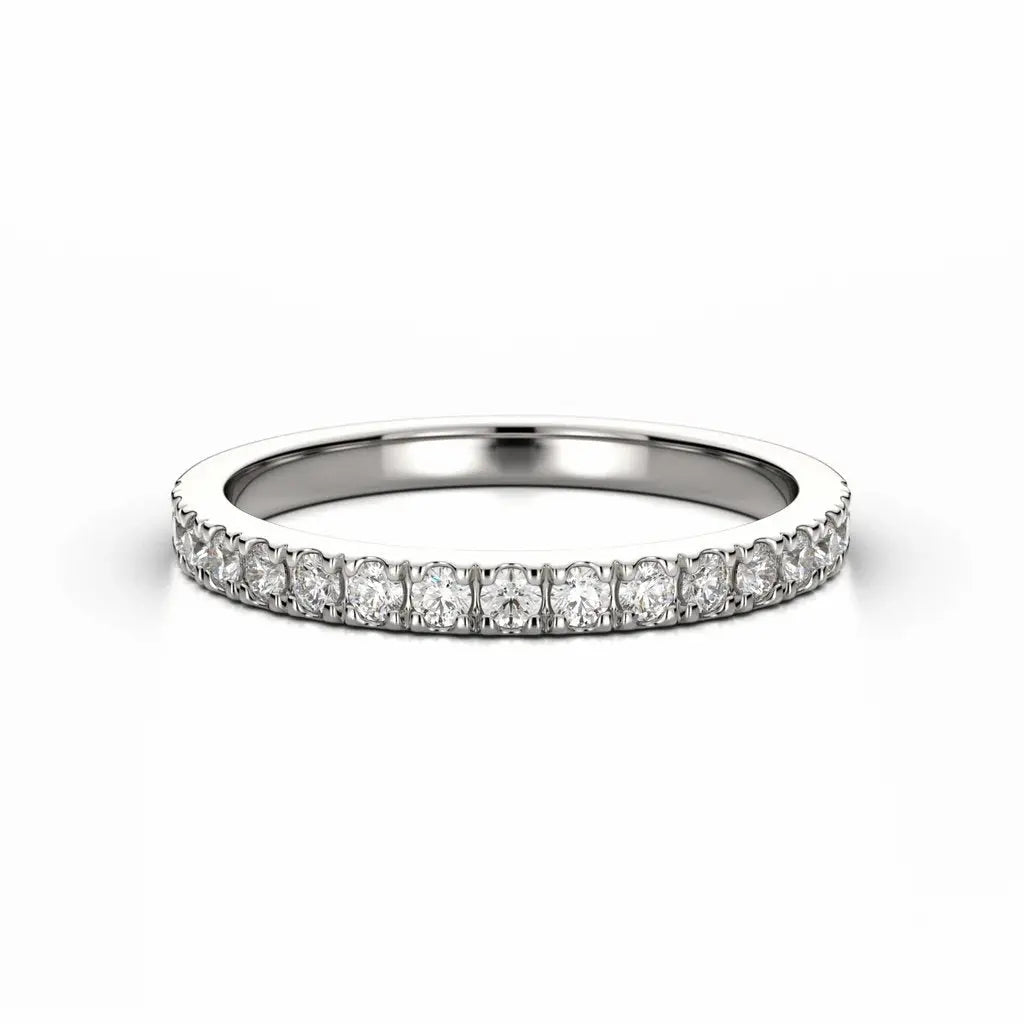 6 Prong Knife Edge Round Brilliant Cut White Gold Bridal Set Ring - cushionblue