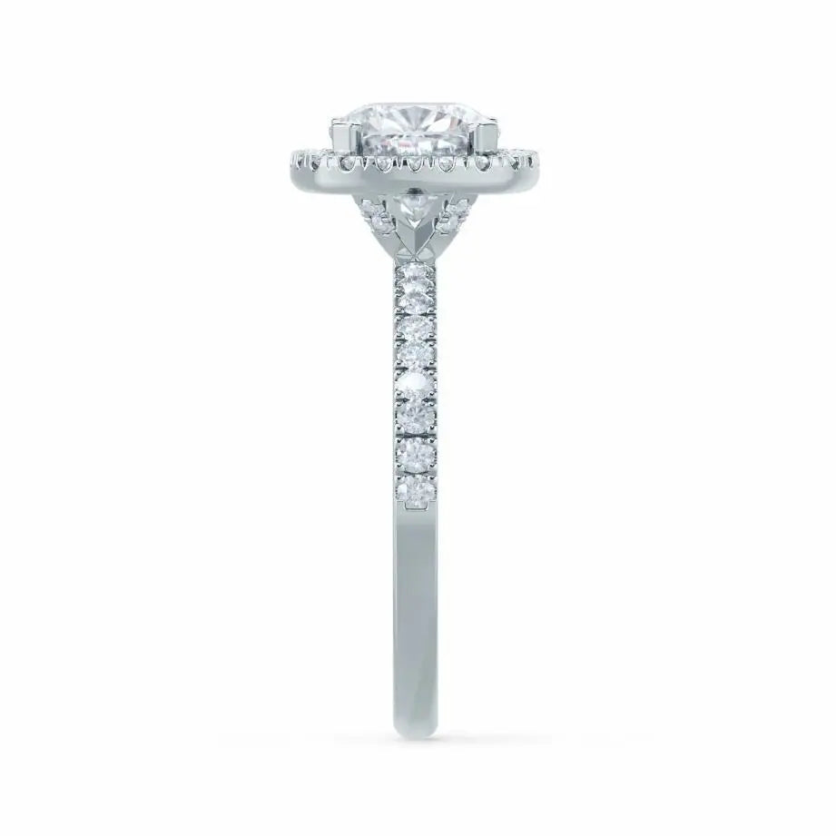 Cushion cut Natural Diamond White Gold Halo Ring 0.33ct - cushionblue