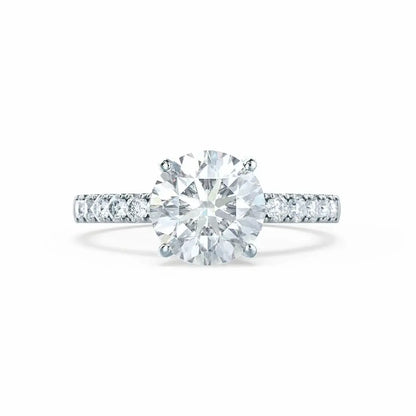 Scalloped Pavé White Gold Diamond Engagement Ring - cushionblue