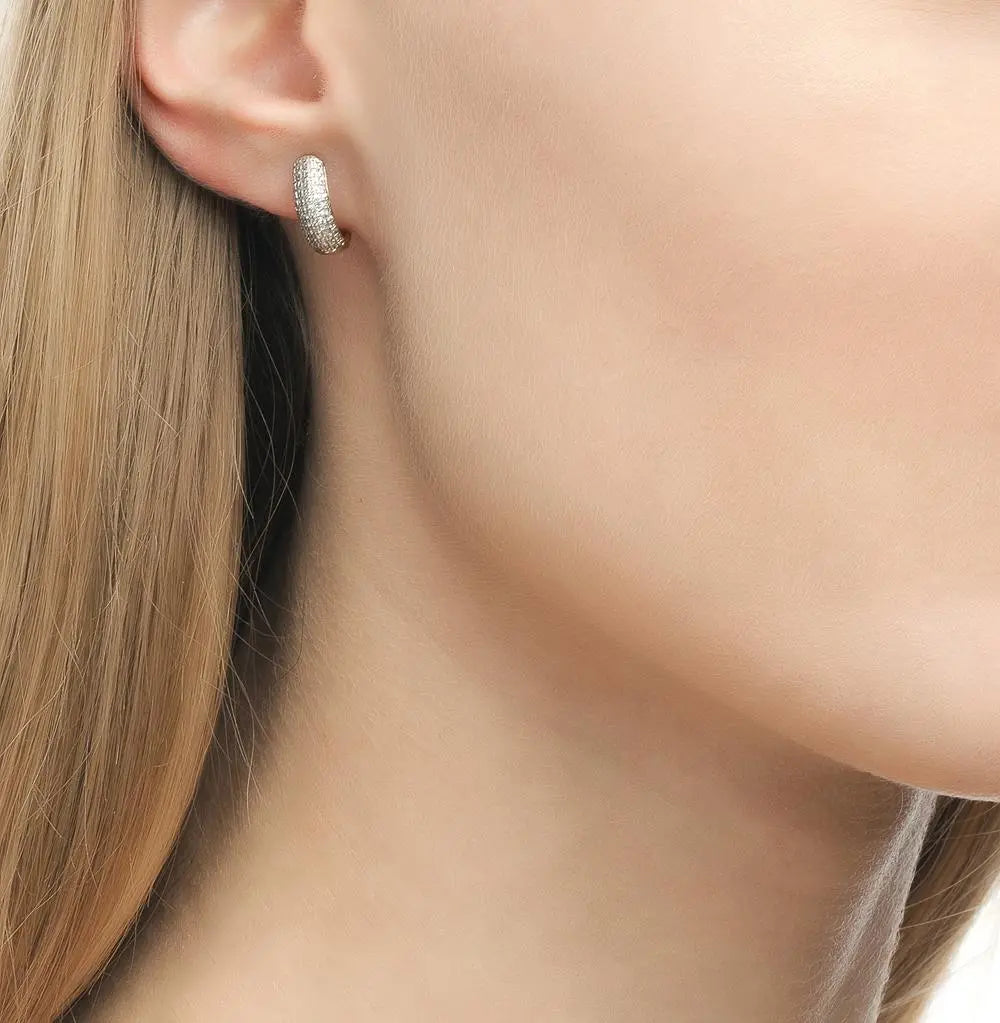 Rose Gold Latch back earrings with diamonds(0.09 ct, 0.72 ct) - cushionblue