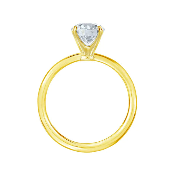 Princess Cut Yellow Gold Petite Pavé Plain Mount Solitaire Ring - cushionblue