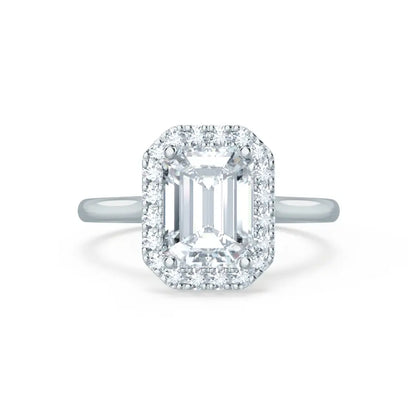 Emerald Cut Natural Diamond White Gold Halo Ring (1.75ct) - cushionblue