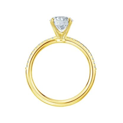 Asscher Cut Yellow Gold Petite Pavé Shoulder Set Solitaire Ring - cushionblue