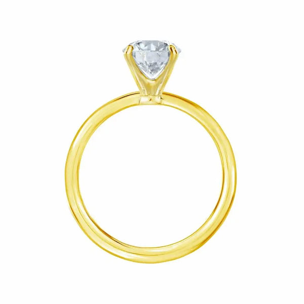 Oval Cut Yellow Gold Petite Channel Set Solitaire Ring - cushionblue