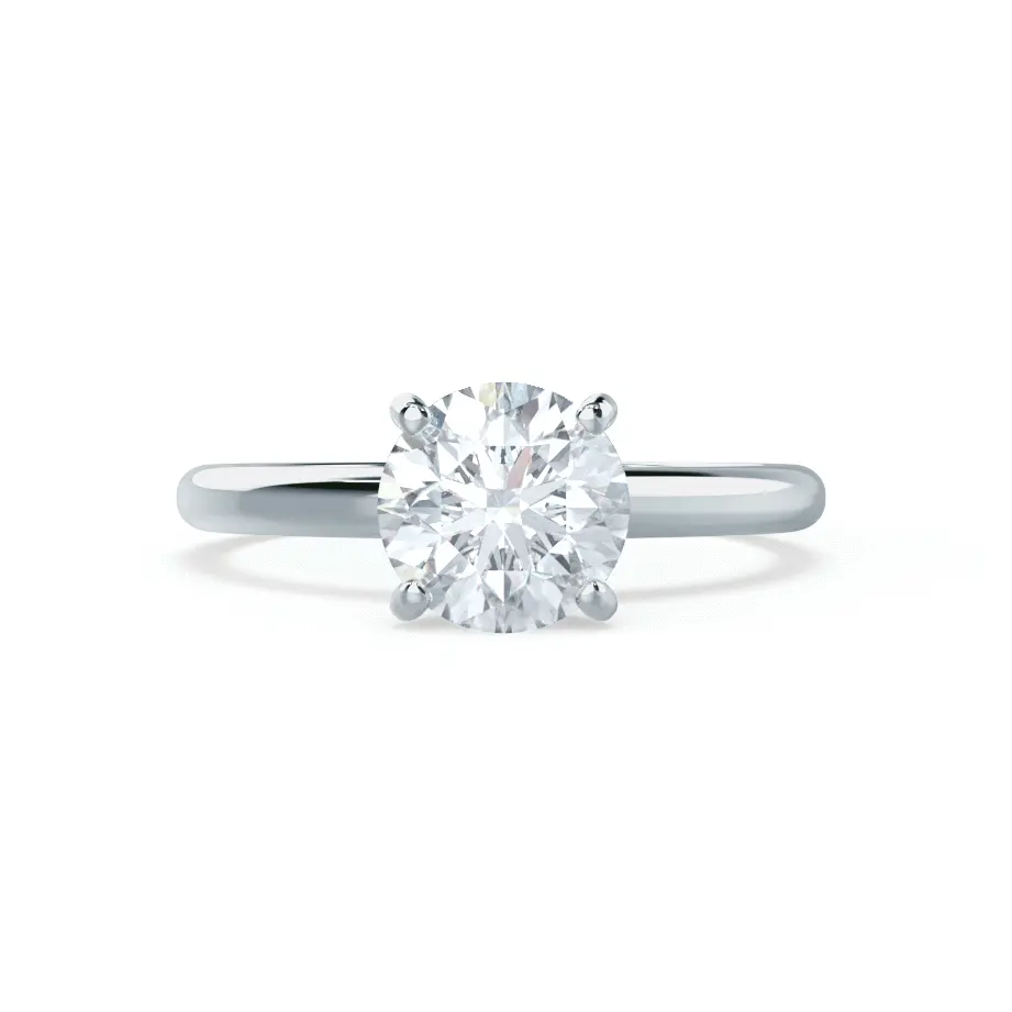 Round Cut Natural Diamond Solitaire White Gold Ring - cushionblue