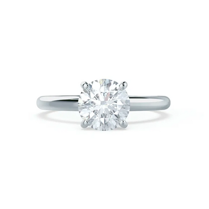 Round Cut Natural Diamond Solitaire White Gold Ring - cushionblue