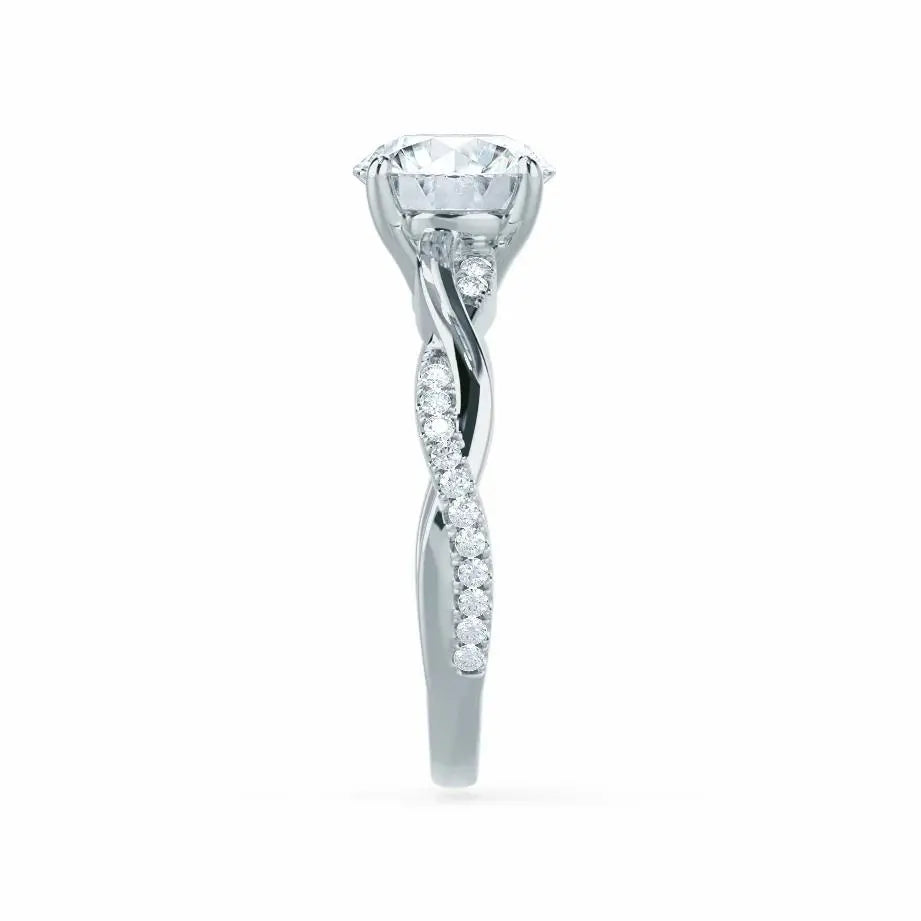 Round Brilliant Cut White Gold Twist Bridal Set Ring - cushionblue
