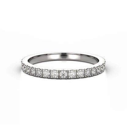 Round Cut White Gold Petite Pavé Bridal Set Ring - cushionblue
