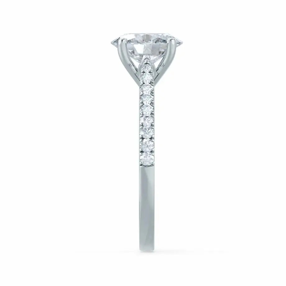Oval cut Natural Diamond Platinum Shoulder Set Ring - cushionblue