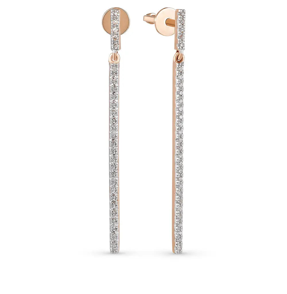 Rose Gold Studs with screws earrings with diamonds(0.16ct) Cushionblue