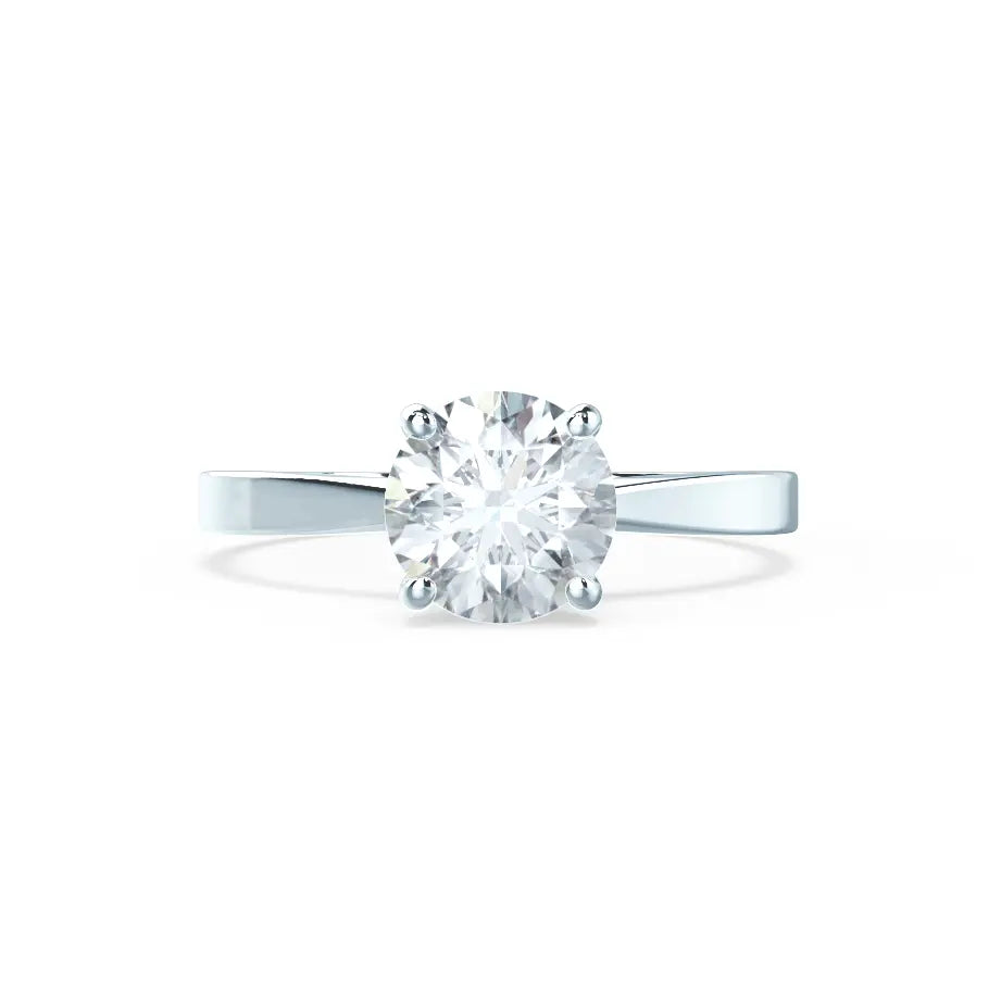 4 Prong Brilliant Round Diamond Platinum Tulip Solitaire Ring - cushionblue
