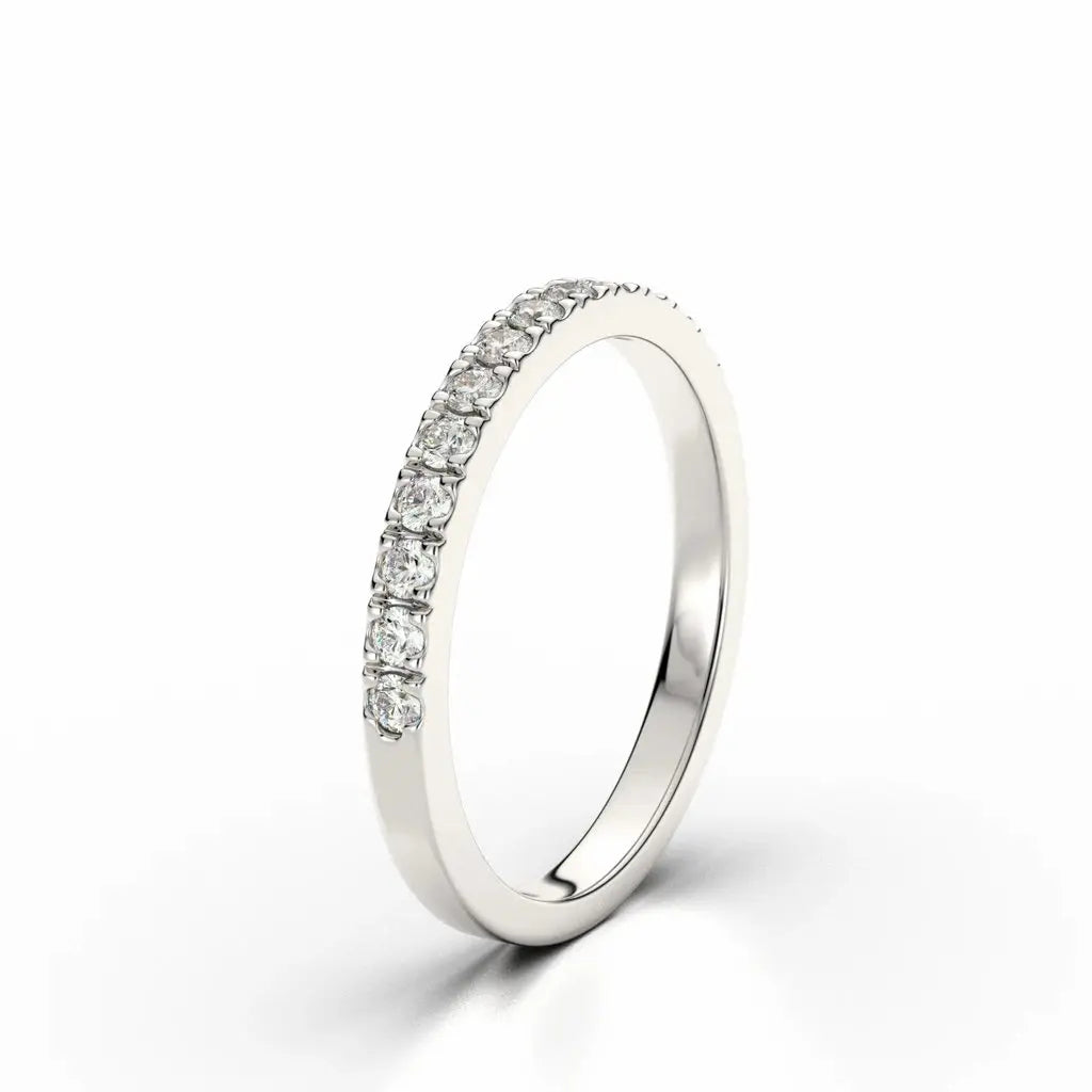 White Gold plain mount Petite Bridal Set Ring - cushionblue