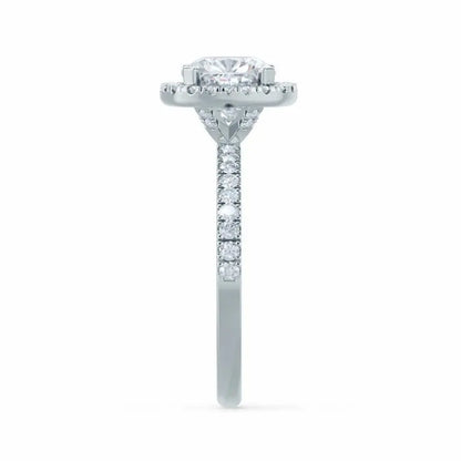 Cushion cut Natural Diamond Platinum Halo Ring 0.33ct - cushionblue