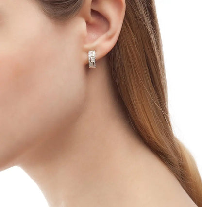 Rose Gold Latch back earrings with diamond( 0.15 ct) - cushionblue