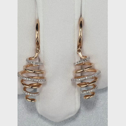 Rose Gold Latch back Unique earrings with diamonds(0.19ct)
