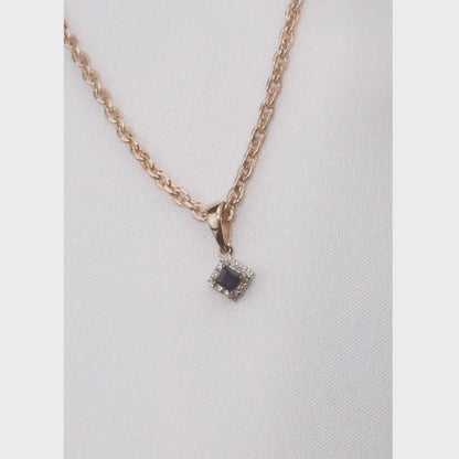 Rose Gold Princess pendant necklace with sapphires and diamonds