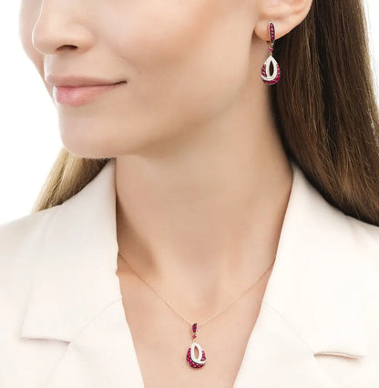 Rose Gold Latch back earrings with Rubies and diamonds - cushionblue