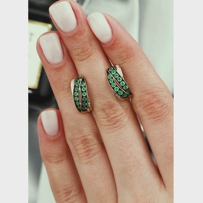 Rose Gold Latch back earrings with Emeralds and diamonds