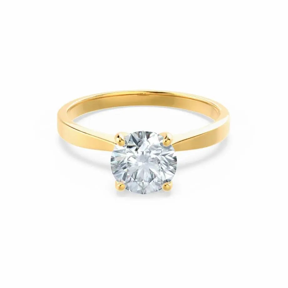 4 Prong Brilliant Round Diamond Yellow Gold Tulip Solitaire Ring - cushionblue