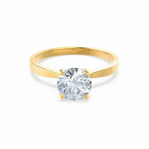 4 Prong Brilliant Round Diamond Yellow Gold Tulip Solitaire Ring - cushionblue