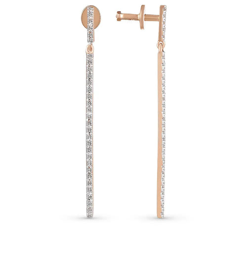 Rose Gold Studs with screws earrings with diamonds(0.16ct) Cushionblue