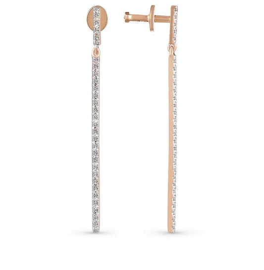 Rose Gold Studs with screws earrings with diamonds(0.16ct) Cushionblue