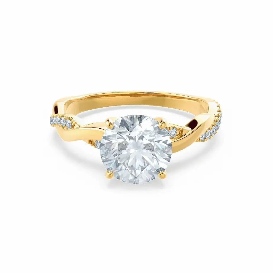 Petite Twist Yellow Gold Diamond Engagement Ring - cushionblue