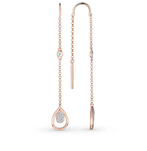 Rose Gold String earrings with diamonds - cushionblue