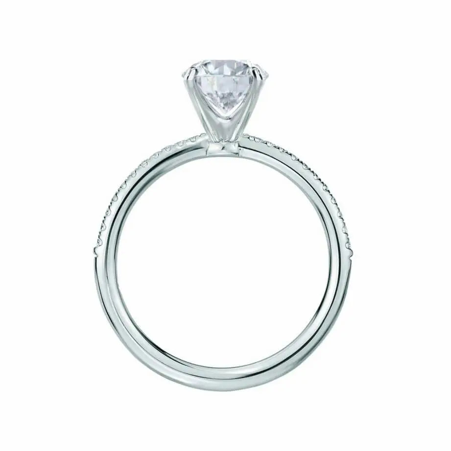 Round Cut White Gold Petite Pavé Bridal Set Ring - cushionblue