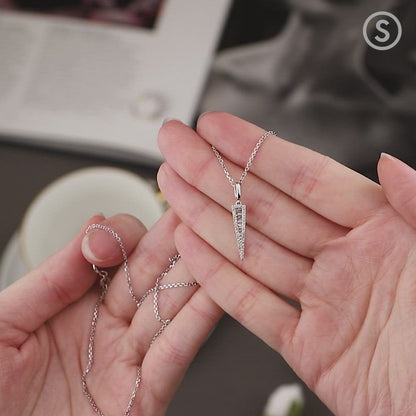 White Gold Arrows type stick pendant necklace with diamonds