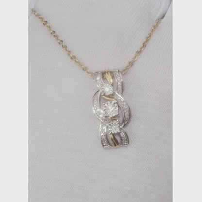 White Gold Unique Round cut diamonds pendant with necklace