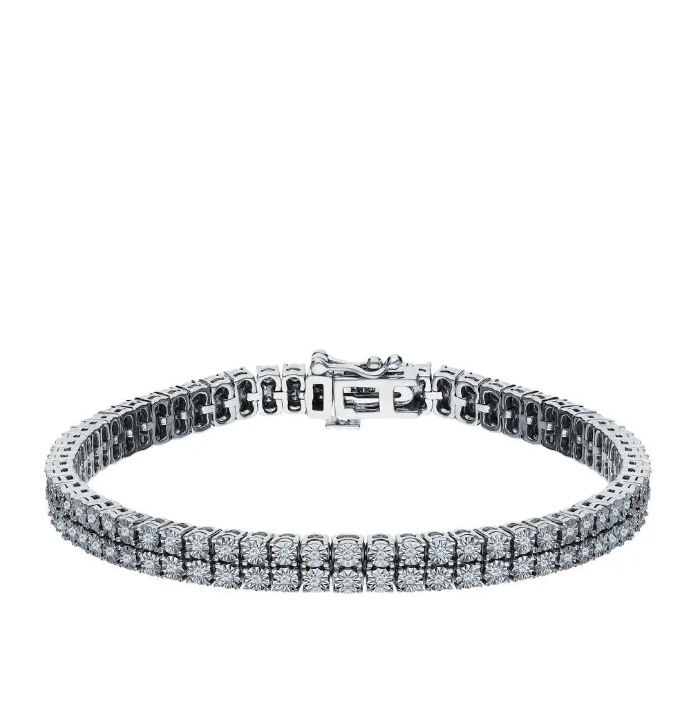 White Gold Tennis Bracelets in 10K (0.56tcw) - cushionblue