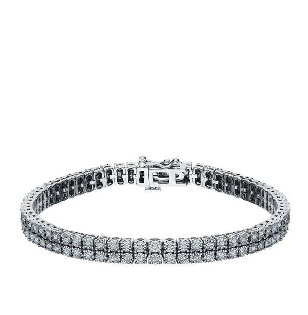 White Gold Tennis Bracelets in 10K (0.56tcw) - cushionblue