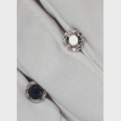 White Gold Studs with screws earrings with sapphires and diamonds