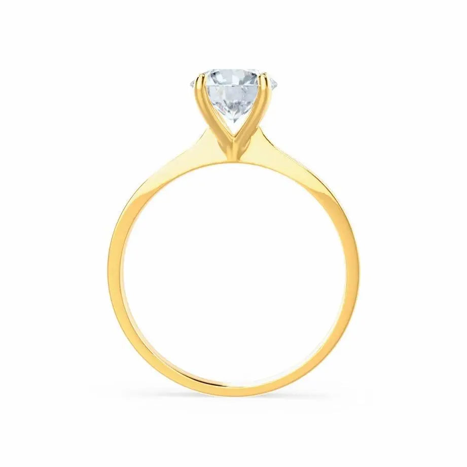 4 Prong Brilliant Round Diamond Yellow Gold Tulip Solitaire Ring - cushionblue
