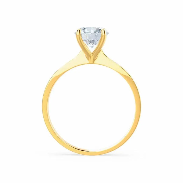 4 Prong Brilliant Round Diamond Yellow Gold Tulip Solitaire Ring - cushionblue
