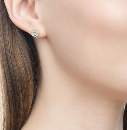 Rose Gold Studs with screws earrings with diamonds(0.10ct, 0.17ct) Cushionblue