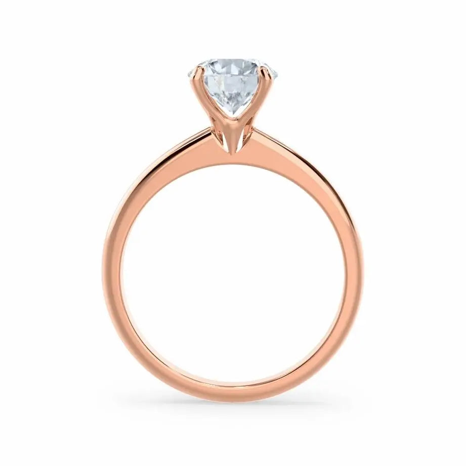 Round Cut Natural Diamond Solitaire Rose Gold Ring - cushionblue
